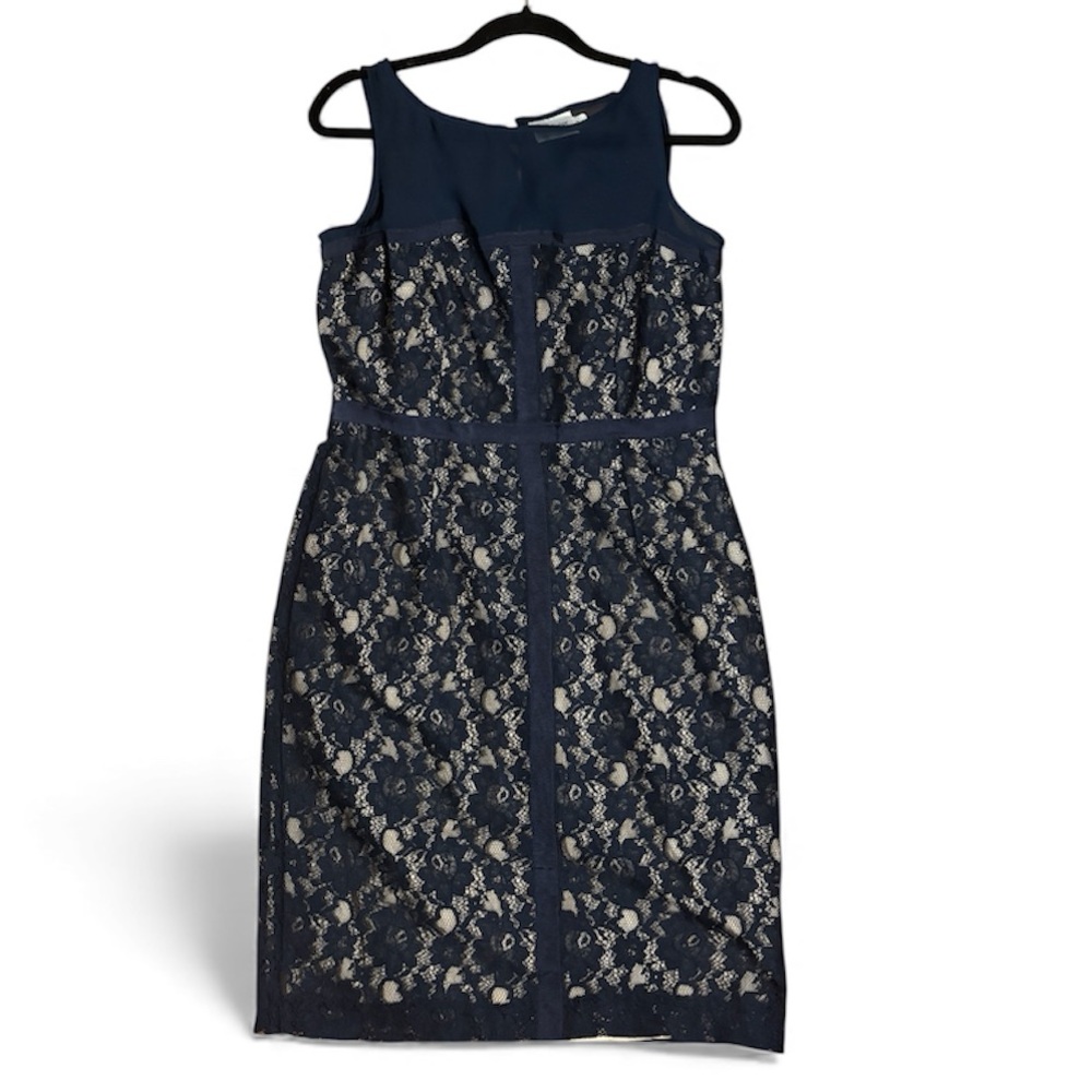 J. Taylor Navy Lace Lined Dress
